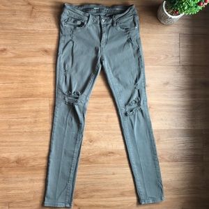 Olive Green Ripped Jeans